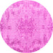 Round Persian Pink Traditional Rug, tr919pnk