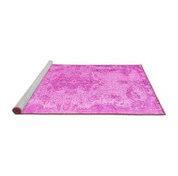 Sideview of Machine Washable Persian Pink Traditional Rug, wshtr919pnk