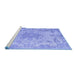 Sideview of Machine Washable Persian Blue Traditional Rug, wshtr919blu