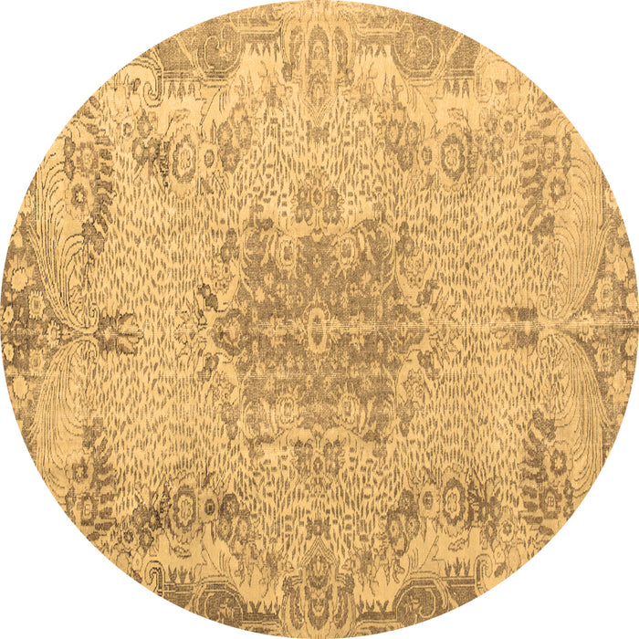 Round Persian Brown Traditional Rug, tr919brn