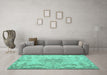 Machine Washable Persian Turquoise Traditional Area Rugs in a Living Room,, wshtr919turq