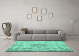 Machine Washable Persian Turquoise Traditional Area Rugs in a Living Room,, wshtr919turq