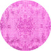 Round Machine Washable Persian Pink Traditional Rug, wshtr919pnk