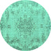 Round Persian Turquoise Traditional Rug, tr919turq