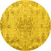 Round Persian Yellow Traditional Rug, tr919yw