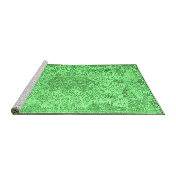 Sideview of Machine Washable Persian Emerald Green Traditional Area Rugs, wshtr919emgrn