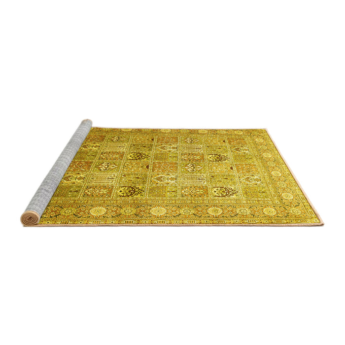 Sideview of Machine Washable Persian Yellow Traditional Rug, wshtr91yw