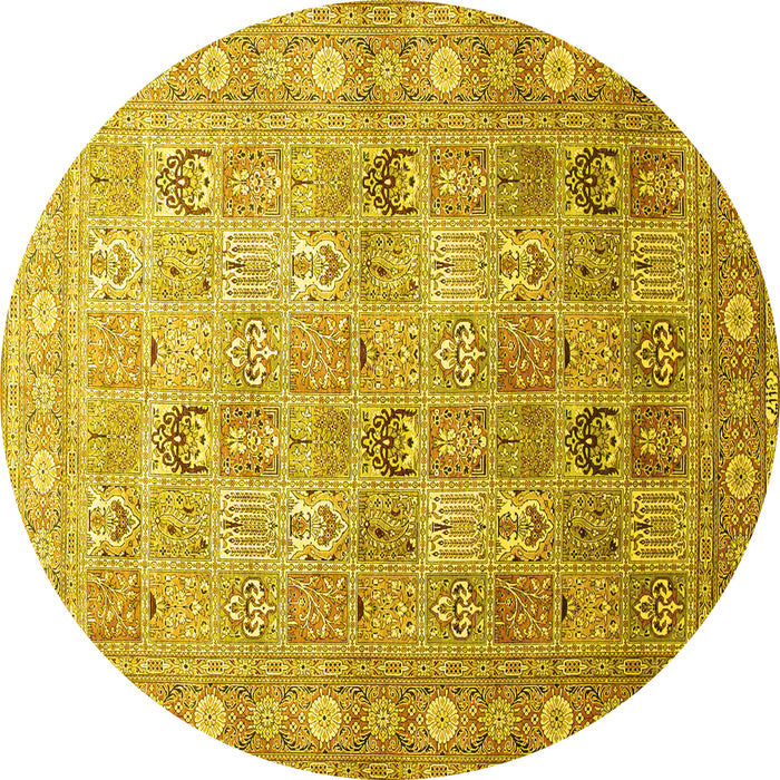 Round Persian Yellow Traditional Rug, tr91yw