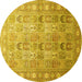 Round Persian Yellow Traditional Rug, tr91yw