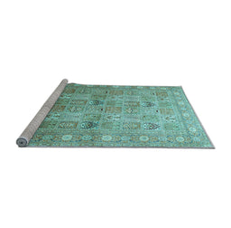 Sideview of Machine Washable Persian Light Blue Traditional Rug, wshtr91lblu