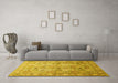 Machine Washable Persian Yellow Traditional Rug in a Living Room, wshtr91yw