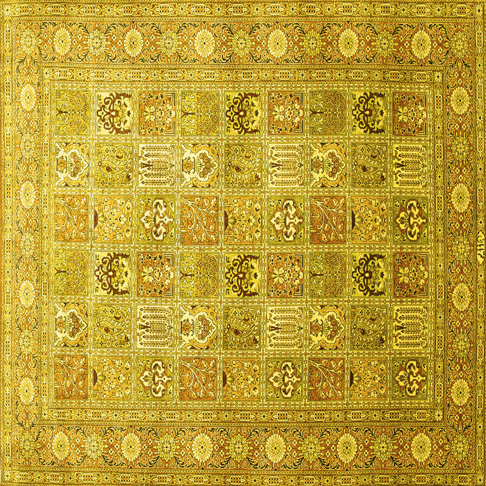 Square Machine Washable Persian Yellow Traditional Rug, wshtr91yw