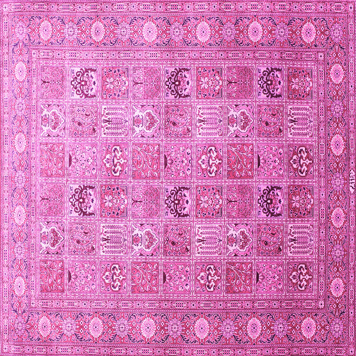 Square Machine Washable Persian Pink Traditional Rug, wshtr91pnk