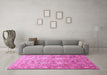 Machine Washable Persian Pink Traditional Rug in a Living Room, wshtr91pnk
