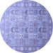 Round Machine Washable Persian Blue Traditional Rug, wshtr91blu