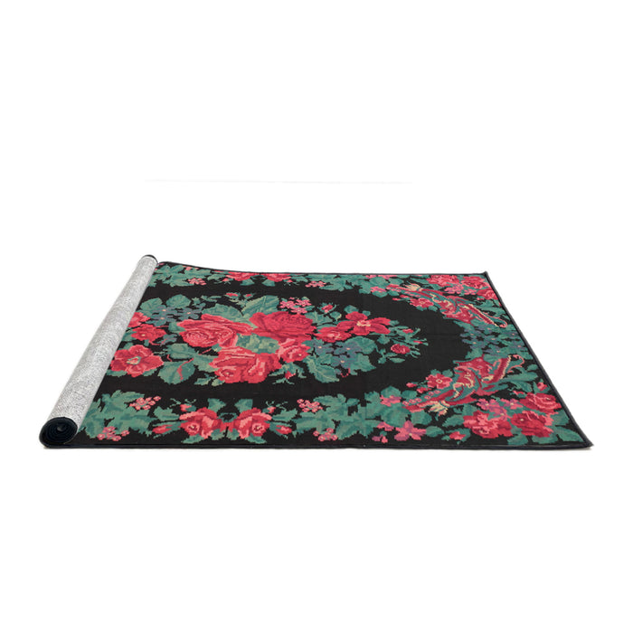 Sideview of Machine Washable Traditional Grey Gray Rug, wshtr920