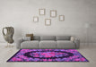 Machine Washable Medallion Purple French Area Rugs in a Living Room, wshtr920pur