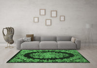 Machine Washable Medallion Emerald Green French Rug, wshtr920emgrn