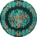 Round Medallion Turquoise French Rug, tr920turq