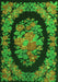 Serging Thickness of Machine Washable Medallion Green French Area Rugs, wshtr920grn