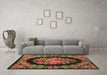 Machine Washable Medallion Brown French Rug in a Living Room,, wshtr920brn