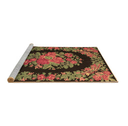 Sideview of Machine Washable Medallion Brown French Rug, wshtr920brn