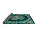 Sideview of Medallion Turquoise French Rug, tr920turq