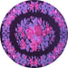 Round Medallion Purple French Rug, tr920pur