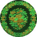 Machine Washable Medallion Green French Area Rugs, wshtr920grn