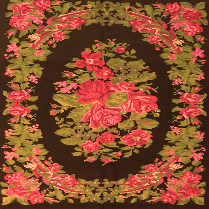 Serging Thickness of Medallion Orange French Rug, tr920org