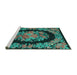 Sideview of Machine Washable Medallion Turquoise French Area Rugs, wshtr920turq