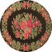 Round Medallion Brown French Rug, tr920brn