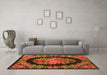 Machine Washable Medallion Orange French Area Rugs in a Living Room, wshtr920org