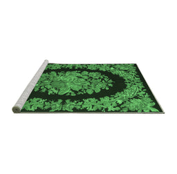 Sideview of Machine Washable Medallion Emerald Green French Area Rugs, wshtr920emgrn