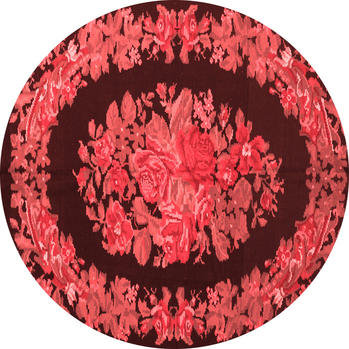 Machine Washable Medallion Red French Rug, wshtr920red