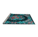 Sideview of Machine Washable Medallion Light Blue French Rug, wshtr920lblu