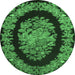 Round Medallion Emerald Green French Rug, tr920emgrn