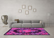 Machine Washable Medallion Pink French Rug in a Living Room, wshtr920pnk