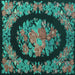 Square Medallion Turquoise French Rug, tr920turq