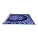 Sideview of Machine Washable Medallion Blue French Rug, wshtr920blu