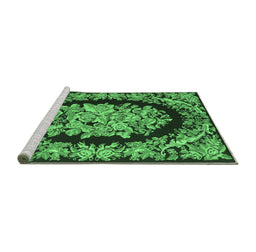 Sideview of Machine Washable Medallion Emerald Green French Area Rugs, wshtr921emgrn