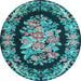 Round Medallion Light Blue French Rug, tr921lblu