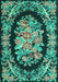 Machine Washable Medallion Turquoise French Area Rugs, wshtr921turq