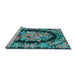 Sideview of Machine Washable Medallion Light Blue French Rug, wshtr921lblu