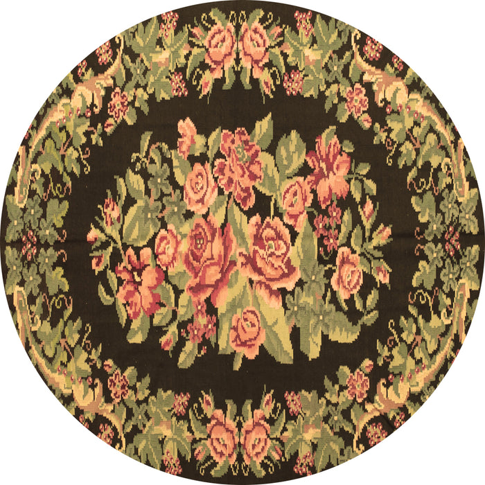 Round Medallion Brown French Rug, tr921brn