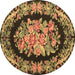 Round Medallion Brown French Rug, tr921brn