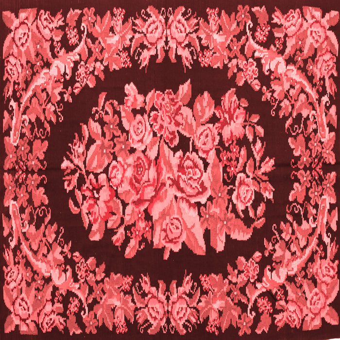 Machine Washable Medallion Red French Rug, wshtr921red