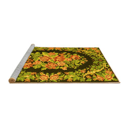 Sideview of Machine Washable Medallion Yellow French Rug, wshtr921yw