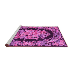 Sideview of Machine Washable Medallion Pink French Rug, wshtr921pnk