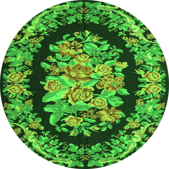Machine Washable Medallion Green French Area Rugs, wshtr921grn